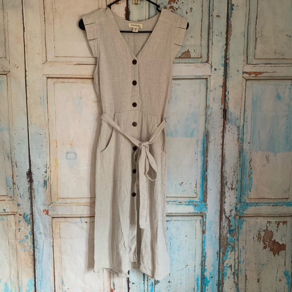 Monteau ruffle sleeve dress with pockets